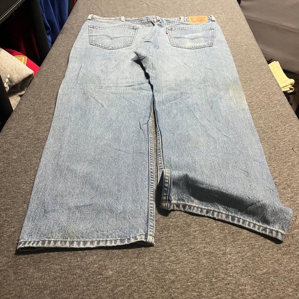 Levis 505 Regular Fit Straight Leg Jeans Light Wash Blue Denim 40x30 Mens